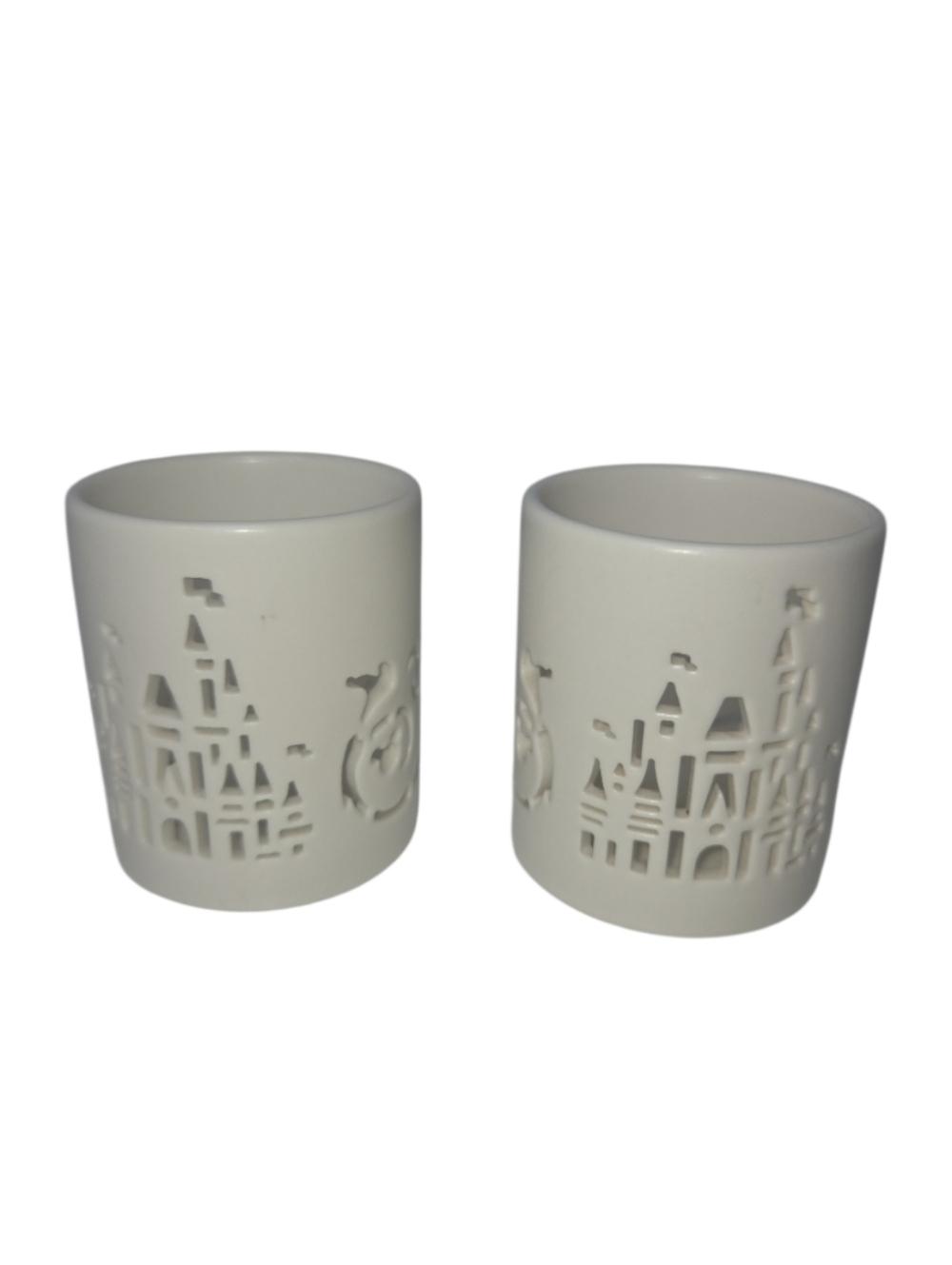 Disney Parks Cinderella Castle Porcelain Votive Candle Tea Light Holder Set Of 2